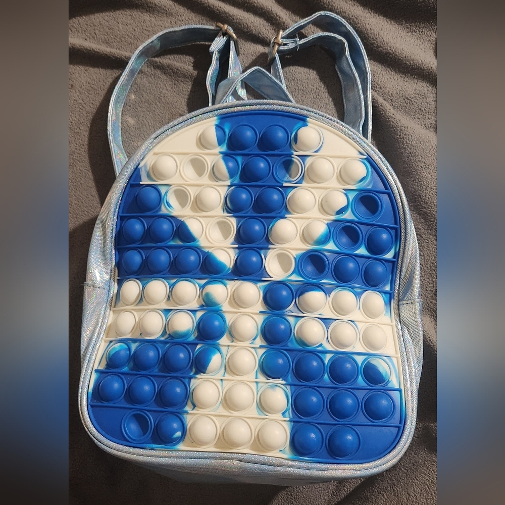 Blue and White Pop It Backpack